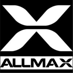 AllMax fitness company logo, white X symbol on black background, bold minimalist design