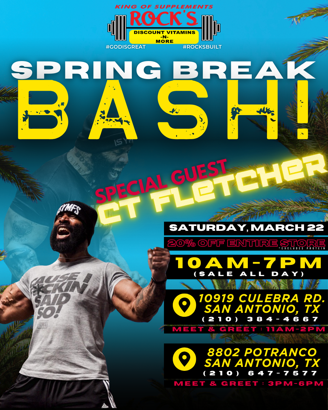 CT Fletcher meet and greet Rock's Discount Vitamins Potranco location